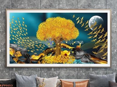 File PSD File tranh hiện đại pha lê gương KF95653 (bản gốc) đã tách nền