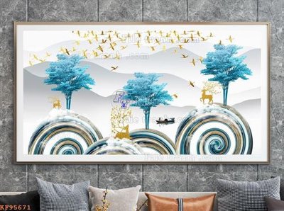 File tranh PSD File tranh hiện đại pha lê gương KF95671 chất lượng cao