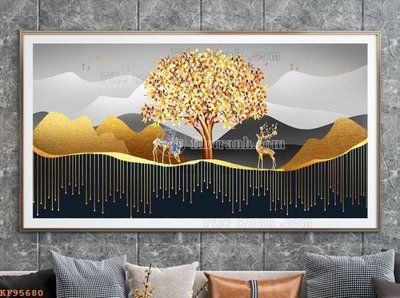 File gốc File tranh hiện đại pha lê gương KF95680 (in mica) trang trí