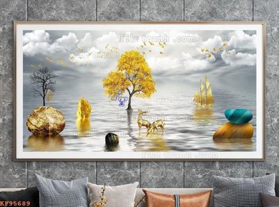 File in ấn cao cấp File tranh hiện đại pha lê gương KF95689 (file gốc)