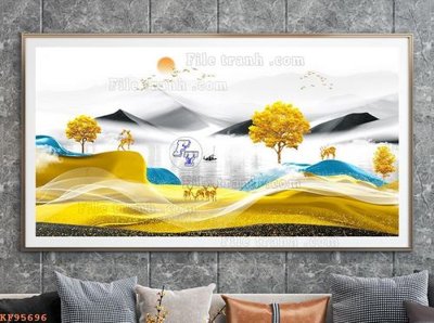 File in trần File tranh hiện đại pha lê gương KF95696 (bản gốc) đại dương