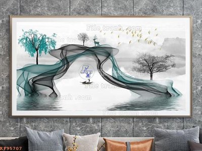 File in trần File tranh hiện đại pha lê gương KF95707 (file gốc) phong thủy