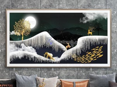 Download file File tranh hiện đại pha lê gương KF95721 (gốc) in mica đèn LED