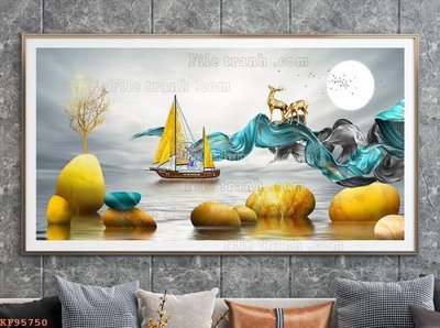 File ảnh File tranh hiện đại pha lê gương KF95750 (gốc) in PP, decal