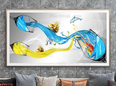 File in trần File tranh hiện đại pha lê gương KF95772 (file gốc) phong thủy