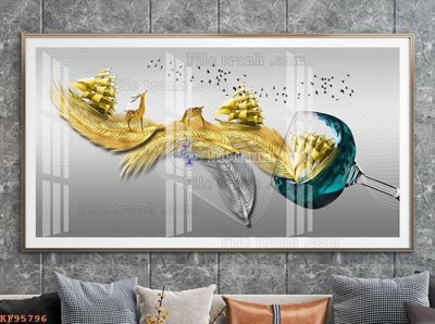 File tranh gốc File tranh hiện đại pha lê gương KF95796 (bản quyền) Filetranh.com