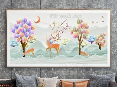 File gốc File tranh hiện đại pha lê gương KF95813 (in 3D) cho trang trí