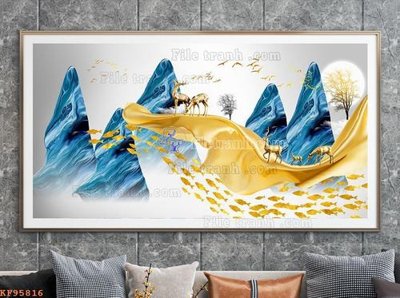 File gốc File tranh hiện đại pha lê gương KF95816 cho in ấn và thiết kế