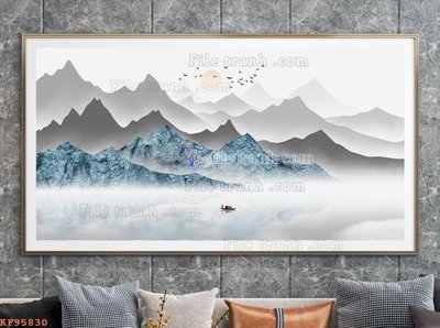 File tranh in trần 3D File tranh hiện đại pha lê gương KF95830 (ảnh gốc)