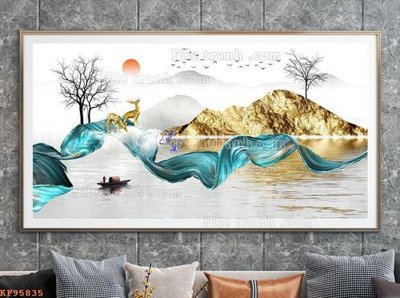 Download file gốc File tranh hiện đại pha lê gương KF95835 (in lụa) hoa lá