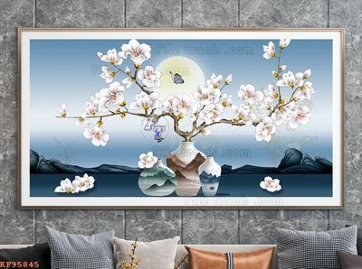 File gốc File tranh hiện đại pha lê gương KF95845 (in lụa) họa tiết 3D