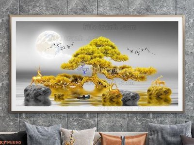 File in trần File tranh hiện đại pha lê gương KF95890 (bản gốc) 5D