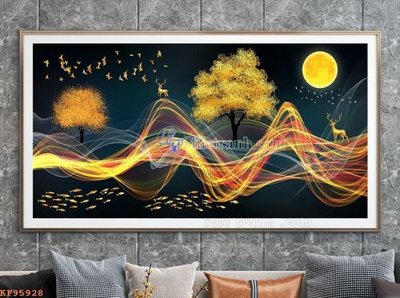 File tranh File tranh hiện đại pha lê gương KF95928 (bản gốc) treo quán cafe