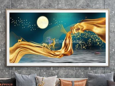 File tranh File tranh hiện đại pha lê gương KF95929 (bản gốc) in lụa dán tường