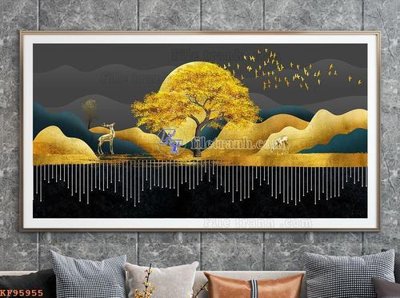 File gốc File tranh hiện đại pha lê gương KF95955 (in lụa) trang trí tường