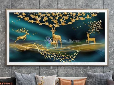 File in trần File tranh hiện đại pha lê gương KF95962 (bản gốc) phong cảnh