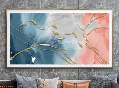 Tải file File tranh hiện đại pha lê gương KF95968 (gốc) chủ đề hoa sen