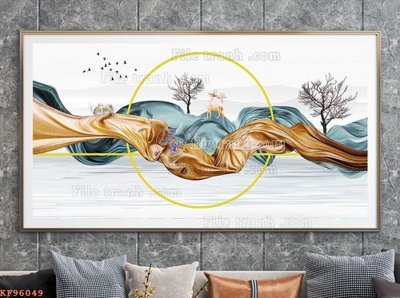 File gốc in tráng gương File tranh hiện đại pha lê gương KF96049 chi tiết