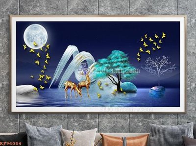 File gốc File tranh hiện đại pha lê gương KF96064 (in lụa) tranh thuận buồm