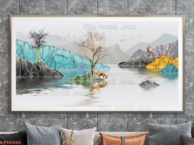 File tranh File tranh hiện đại pha lê gương KF96085 (gốc) chủ đề động vật