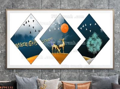 Tải file File tranh hiện đại pha lê gương KF96132 (gốc) chủ đề hoa sen