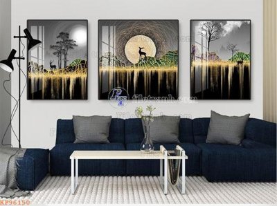 Download file gốc File tranh hiện đại pha lê gương KF96150 (in lụa) tranh 3D