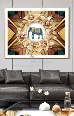 File gốc File tranh hiện đại pha lê gương KF96154 (in lụa) hoa văn cổ điển