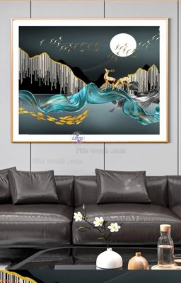 Tải file File tranh hiện đại pha lê gương KF96219 (gốc) chủ đề hoa sen