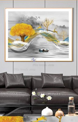 File gốc File tranh hiện đại pha lê gương KF96228 (in lụa) họa tiết 3D