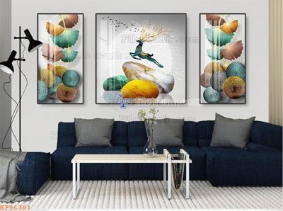 File tranh File tranh hiện đại pha lê gương KF96361 (gốc) in vải canvas