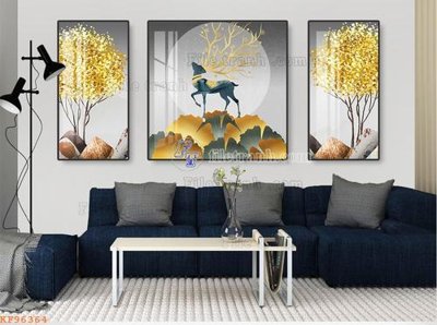 File tranh File tranh hiện đại pha lê gương KF96364 (file gốc) chủ đề phong thủy