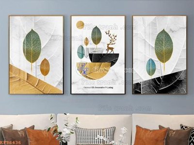 File in trần File tranh hiện đại pha lê gương KF96436 (bản gốc 3D) sống động