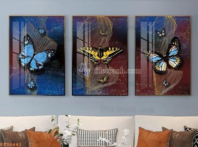 File tranh in trần 3D File tranh hiện đại pha lê gương KF96442 (ảnh gốc)