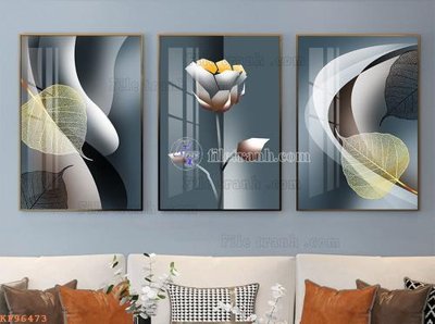 File in trần File tranh hiện đại pha lê gương KF96473 (bản gốc) hoa văn