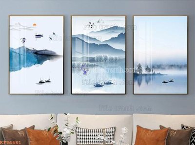 File gốc File tranh hiện đại pha lê gương KF96481 (in lụa) họa tiết 3D