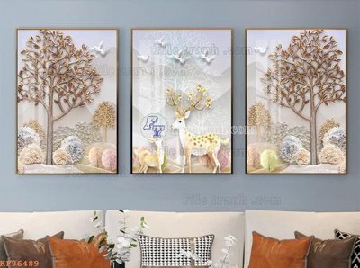 Tải file File tranh hiện đại pha lê gương KF96489 (PSD) cho in tranh 3D