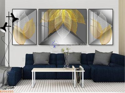 Download file gốc File tranh hiện đại pha lê gương KF96885 (in lụa) hoa lá