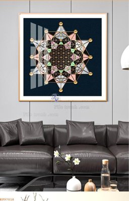 Download file gốc File tranh hiện đại pha lê gương KF97018 (in lụa) hoa lá