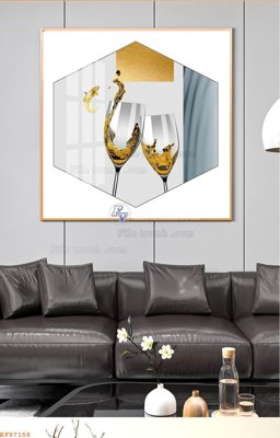 File in lụa File tranh hiện đại pha lê gương KF97158 (hoa văn) File tranh hiện đại pha lê gương KF97158