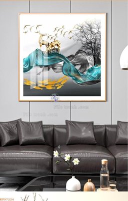 File gốc File tranh hiện đại pha lê gương KF97224 (in lụa) hoa văn cổ điển