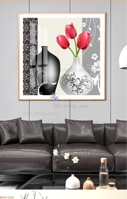 File in trần File tranh hiện đại pha lê gương KF97292 (file gốc) hoa văn 3D