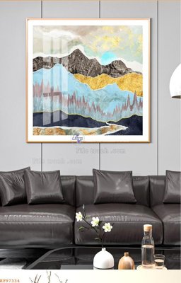 File in mica File tranh hiện đại pha lê gương KF97334 (bản gốc) làm vách ngăn