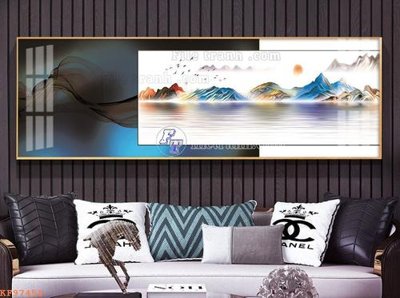 File in mica File tranh hiện đại pha lê gương KF97458 (bản gốc) làm vách ngăn