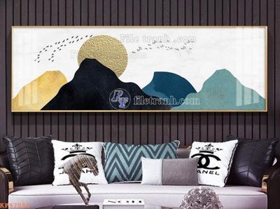 Hình ảnh file gốc in trần nhà File tranh hiện đại pha lê gương KF97555