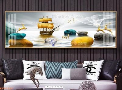 File in mica File tranh hiện đại pha lê gương KF97847 (bản gốc) làm vách ngăn