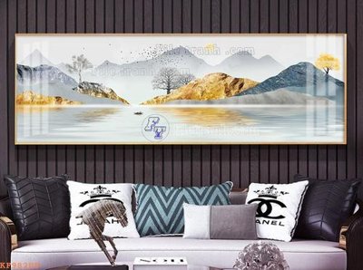 Hình ảnh file gốc in trần nhà File tranh hiện đại pha lê gương KF98209