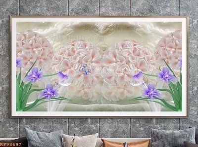 File in lụa File tranh hiện đại pha lê gương KF98697 (hoa văn) File tranh hiện đại pha lê gương KF98697