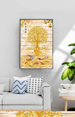 File tranh gốc in trần nhà File tranh hiện đại pha lê gương KF98829 3D