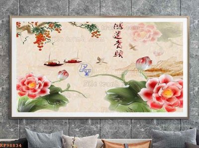 File gốc File tranh hiện đại pha lê gương KF98834 (in lụa) tranh mã đáo
