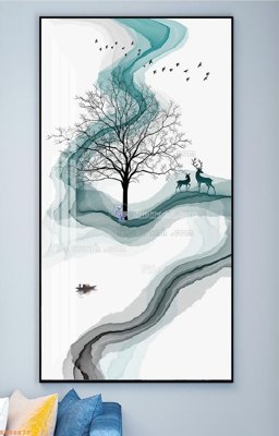 File gốc File tranh hiện đại pha lê gương KF98877 (in lụa) trang trí tường